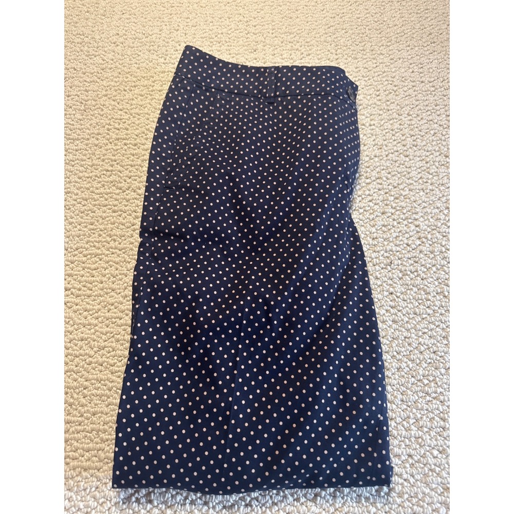 Talbots The Weekend Chino Navy Blue Polka Dot Pants Size 8 Ankle Slim Chinos